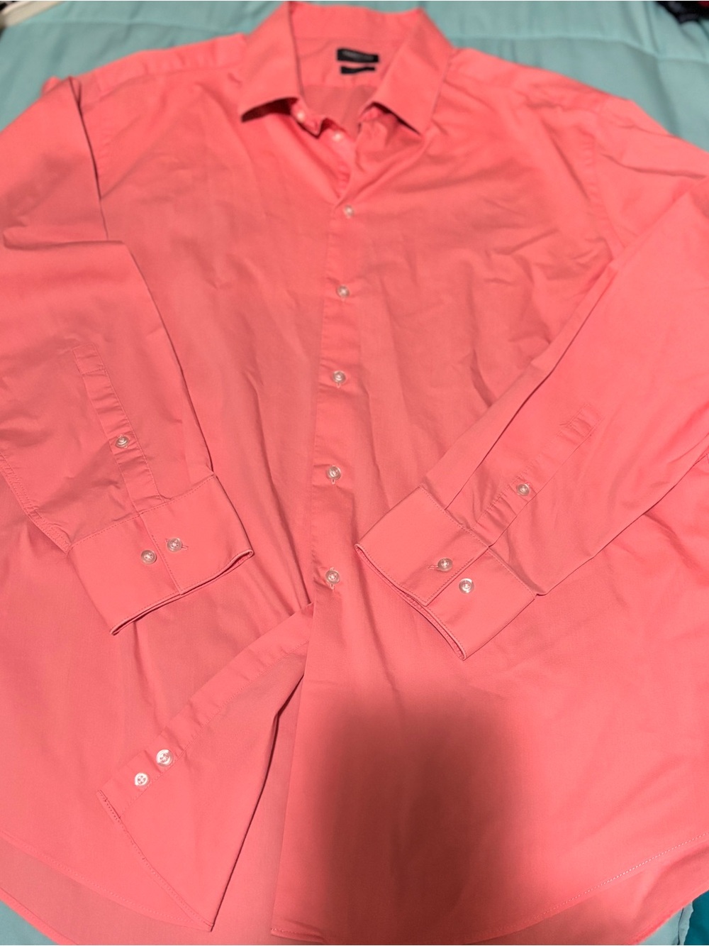 Men's salmon Madison Dress Shirt - Classic Button-Down long sleeve size XL